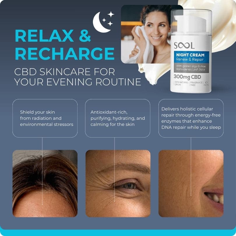Night Facial Cream Renew & Repair 300mg CBD 50ml – Image 4