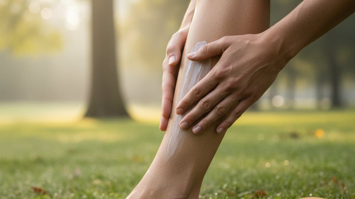 Athlete applying CBD balm for muscle recovery